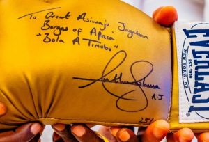 Anthony Joshua Visits President Tinubu, Presents Autographed Glove