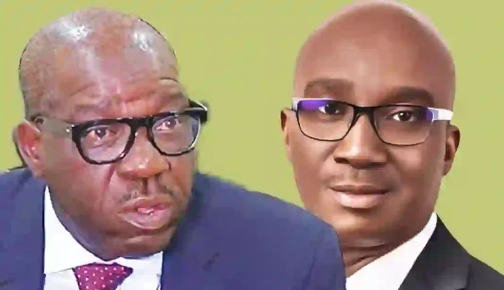 “Obaseki Is A Free Man, He Is Not On The Run” – PDP To Gov. Monday Okpebholo Godwin Obaseki and Monday Okpebholo