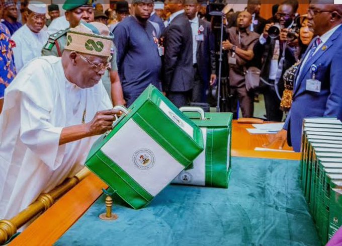Tinubu Presents ₦58.4trn 2026 Budget to National Assembly, Targets Economic Stability President Tinubu presenting 2026 budget at National Assembly