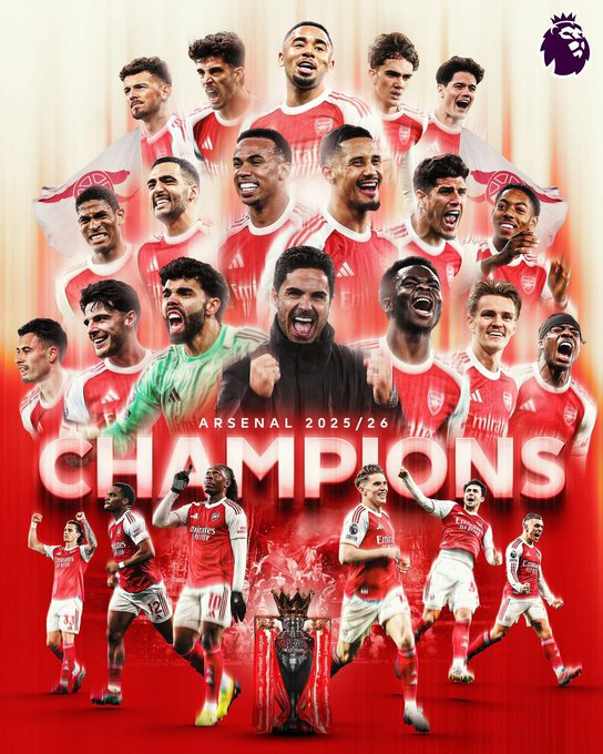 Arsenal Win Premier League Title After 22-Year Wait Following Man City Draw Arsenal Win Premier League Title After 22-Year Wait Following Man City Draw