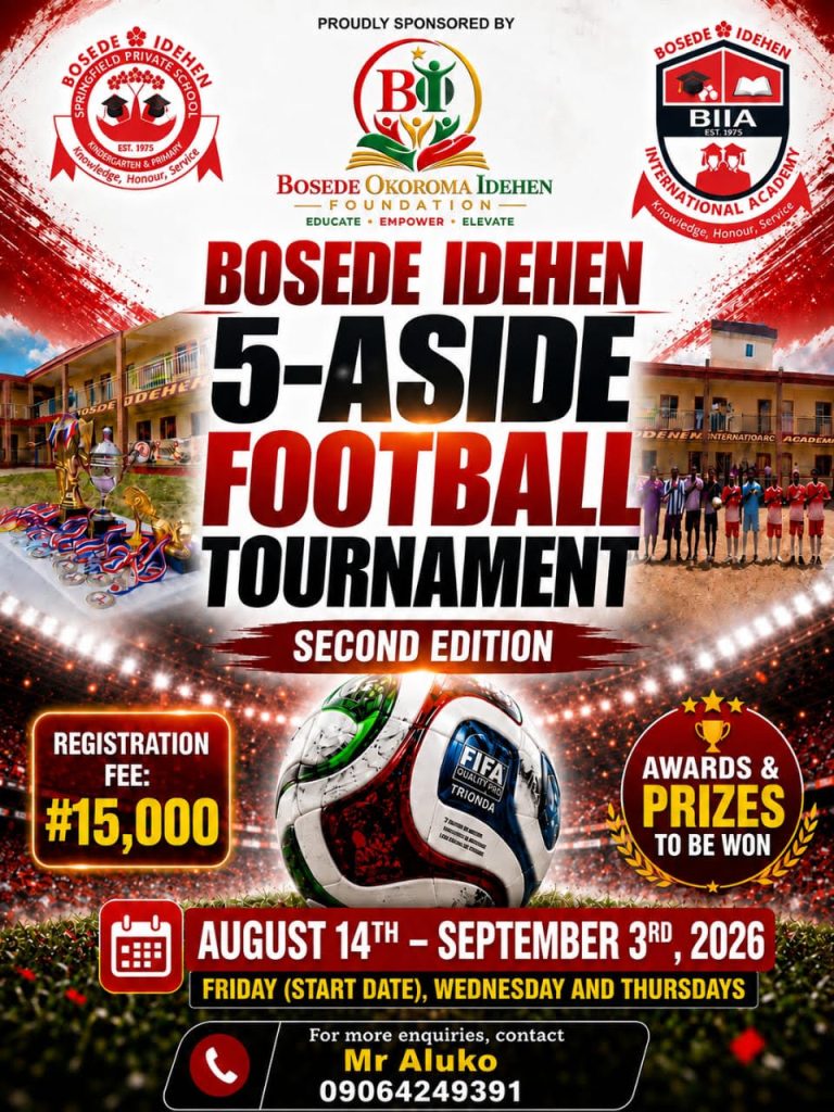 Bosede Idehen 5-A-Side Tournament Produces 13 Goals Sponsored by Bosede Okoroma Idehen Foundation Bosede Idehen 5-A-Side Tournament Produces 13 Goals Sponsored by Bosede Okoroma Idehen Foundation